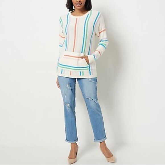 Studio Park x Amy Stran Striped Kangaroo Pocket Sweater - Picture 3 of 6